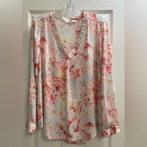 Spring long sleeve light weight multicolored blouse-v neck